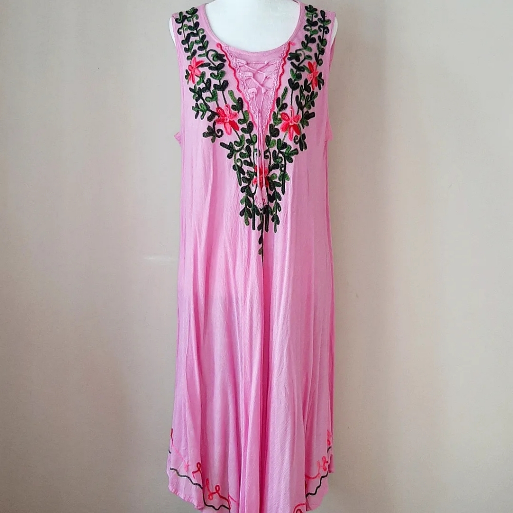 Handmade Embroidered Dress With Florals